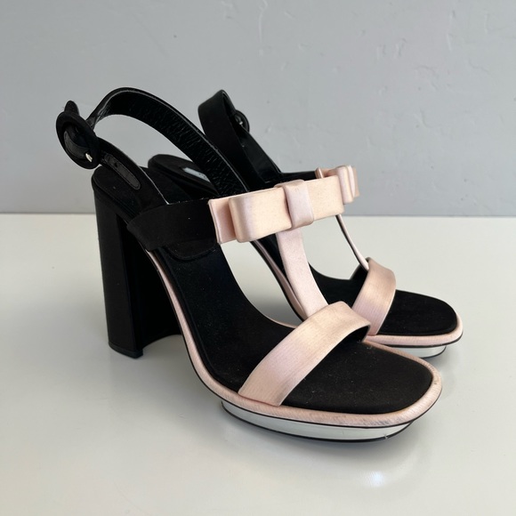 Auth PRADA Satin Bow Platform Heels - Picture 3 of 12